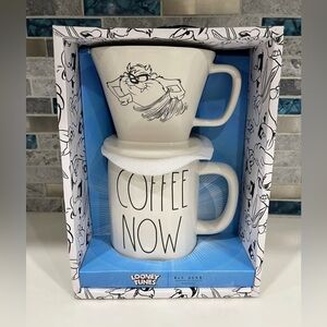 New! Rae Dunn Looney Toons Taz COFFEE NOW, Coffee Drip & Mug Set